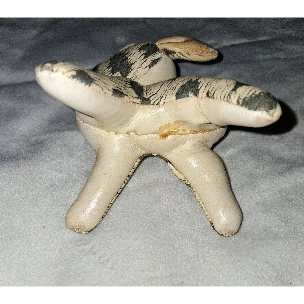 Vintage Mid Century Spotted Dog Figurine Leather Like Pleather 4